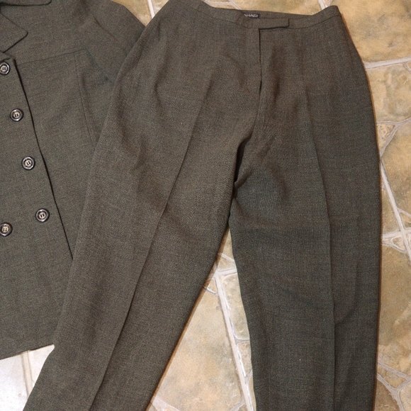 Vintage Tahari Gray Green Matching Long Line Blazer & Pants Suit Set 12 - Picture 3 of 16